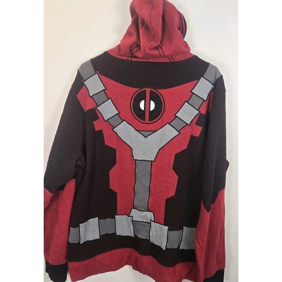 Marvel DEADPOOL Mad Engine Full Zip Face Halloween Hoodie XL Comic Outdoor - Picture 4 of 4